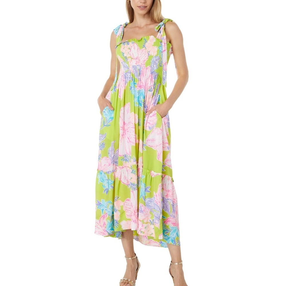 Lilly Pulitzer Rivera Midi Sundress Matcha Green Boho Babe Size Medium